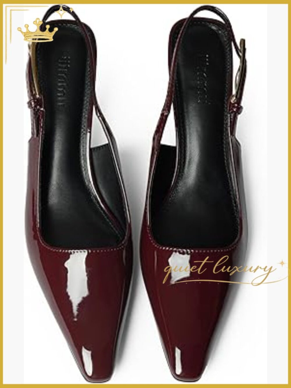 2 Inch Kitten Heel Slingback Pumps, Pointed Toe Faux Leather Dress Shoes